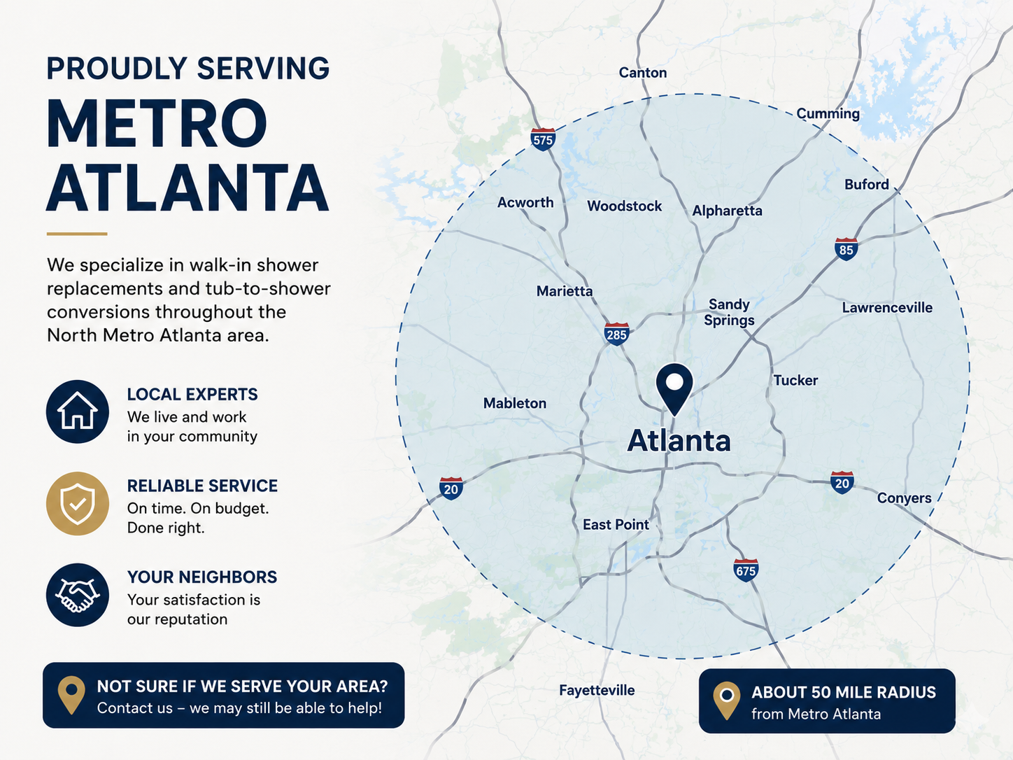 Proudly serving Metro Atlanta - service area map